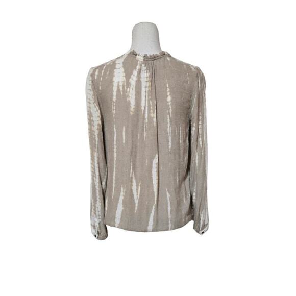 Knox Rose Tie Dye Top Size Medium Tan Faux Wrap Bohemian Neutral Preppy Peasant - Picture 2 of 9